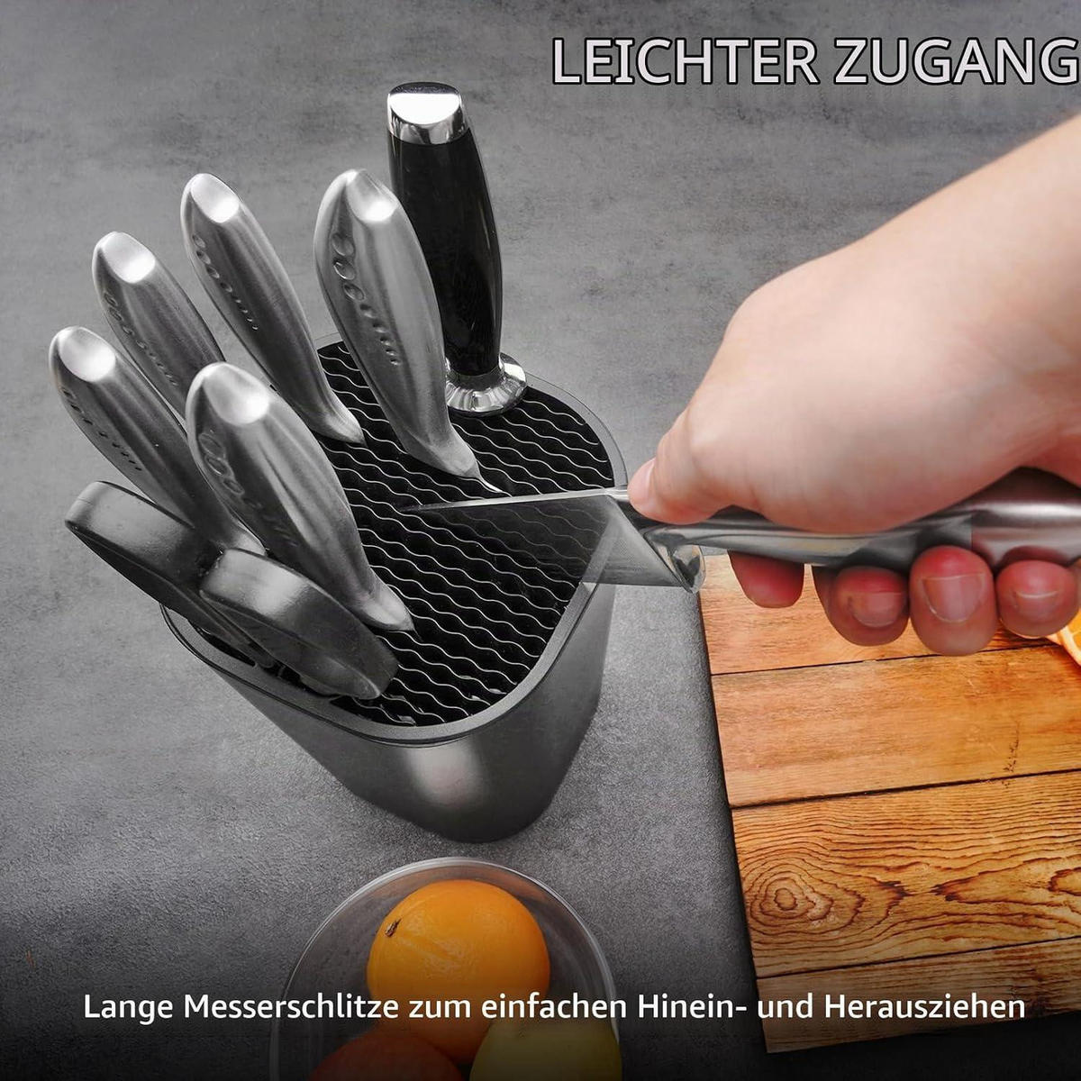 MESSERBLOCK Universal Schwarz für 16-18 Messer - Schwarz, Kunststoff (14/22.3/14cm)