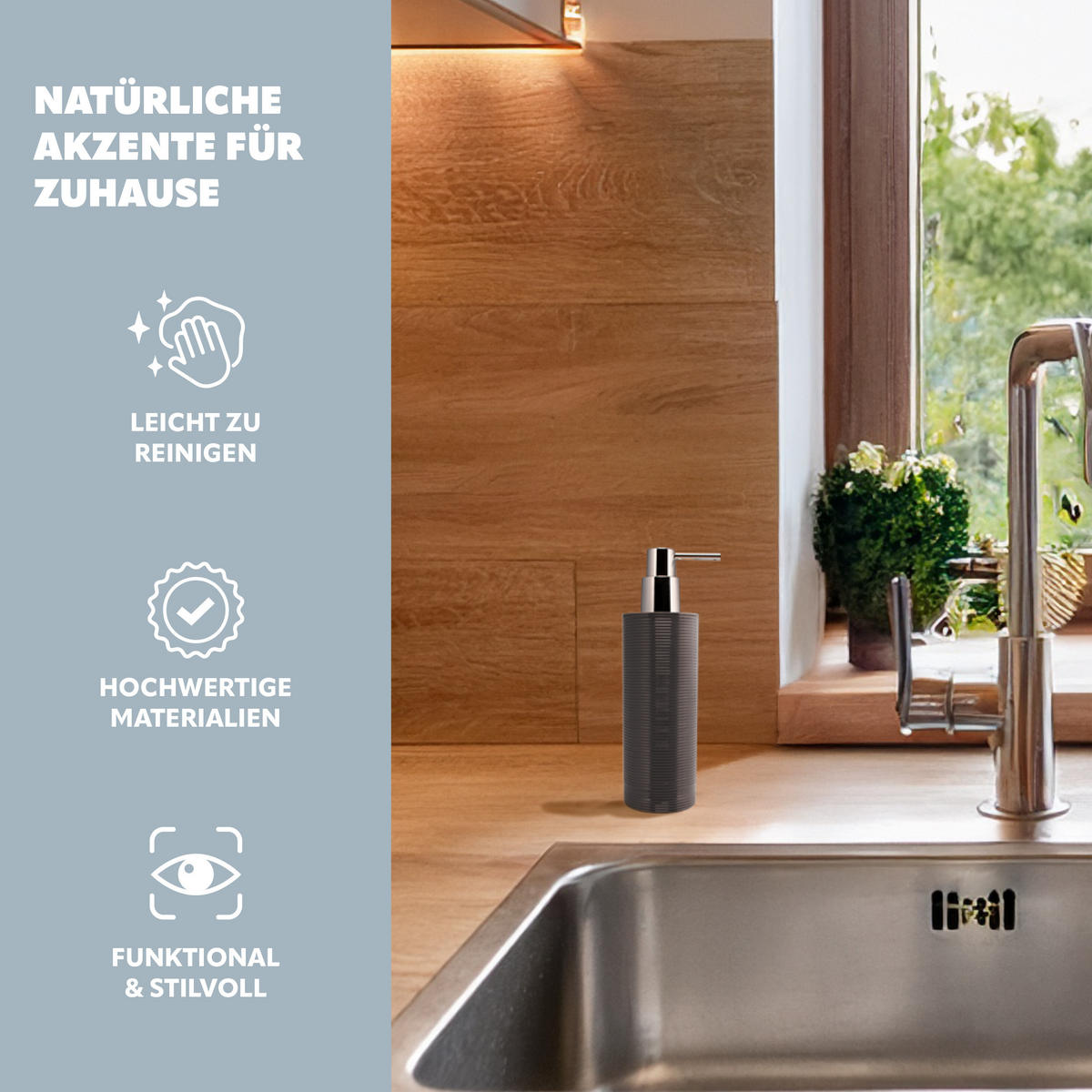 SEIFENSPENDER 340 ml, grau - Grau, Kunststoff (6/20.5/6cm) - bremermann