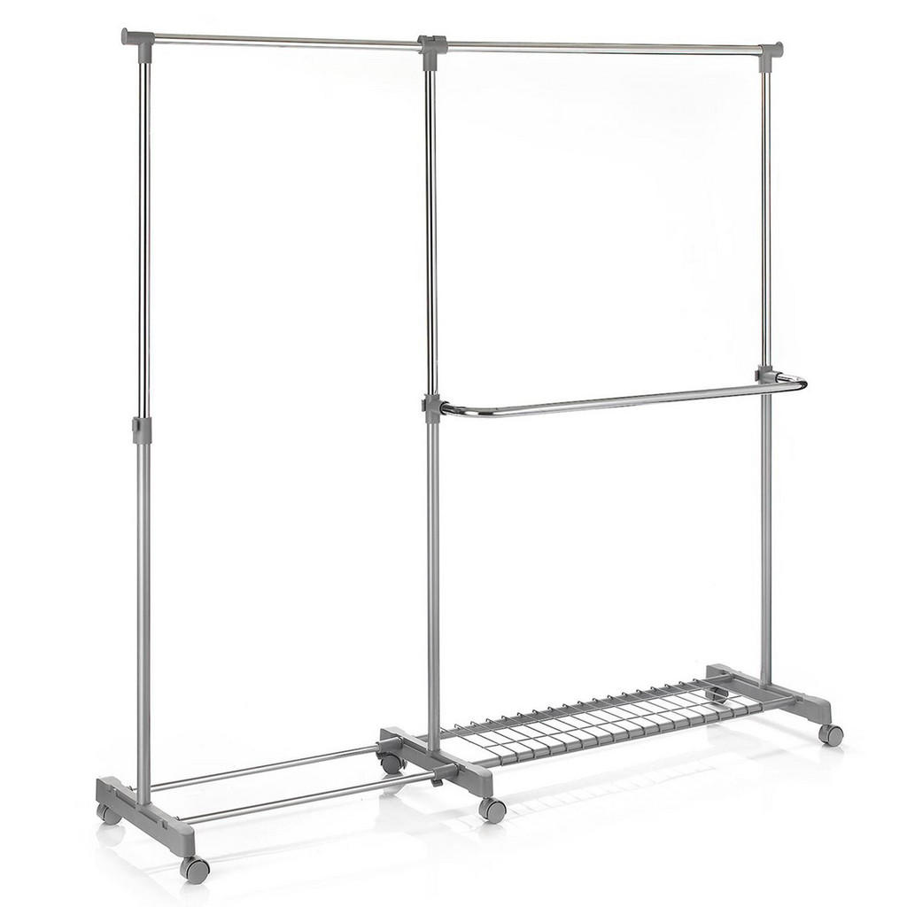 Thumbnail - Idimex Rollgarderobe, Chrom, Metall, Vintage, 165x160x42 cm, Garderobe, Garderobenständer