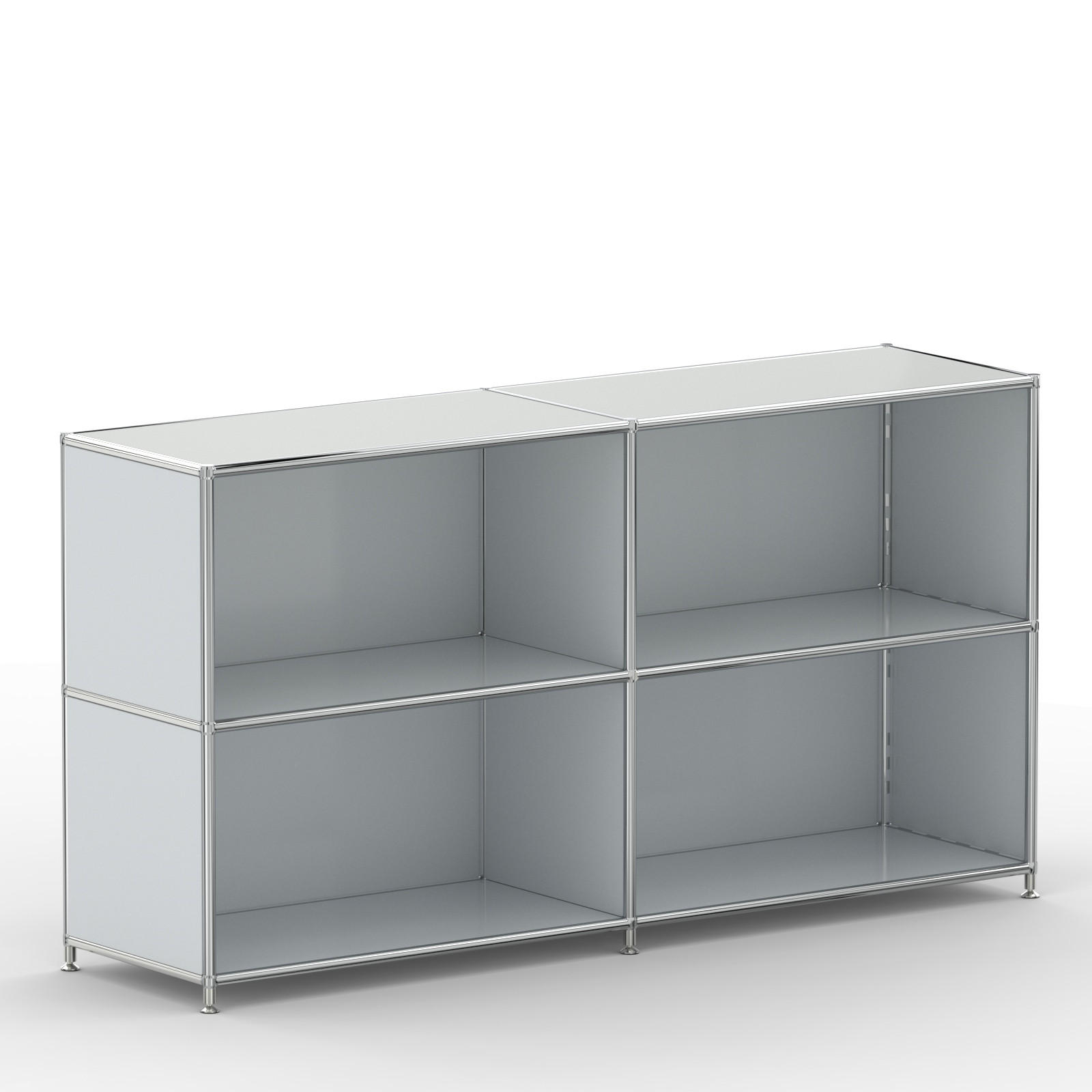 AKTENSCHRANK Büro, 4 offene Fächer, Breite 152 cm, Lichtgrau - Chromfarben/Hellgrau, Metall (40/80.5/152.2cm) - Versee