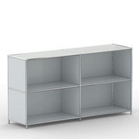 AKTENSCHRANK Büro, 4 offene Fächer, Breite 152 cm, Lichtgrau - Chromfarben/Hellgrau, Metall (40/80.5/152.2cm) - Versee