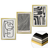 WANDBILDER 3er Set - 40x60 cm Goldrahmen - Abstrakte Muster, Linien, Texturen - Goldfarben, Kunststoff (40/60cm) - ArtPrintCave
