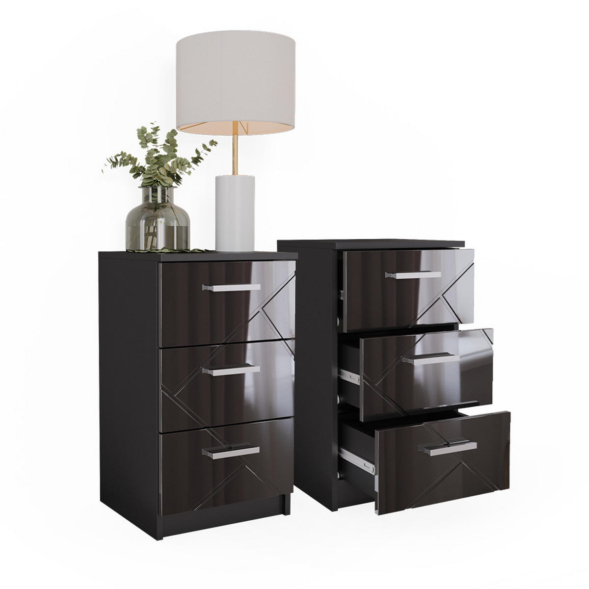 NOČNÍ STOLEK Irma Černá - černá, kompozitní dřevo (35.5/66/37.6cm) - Vicco