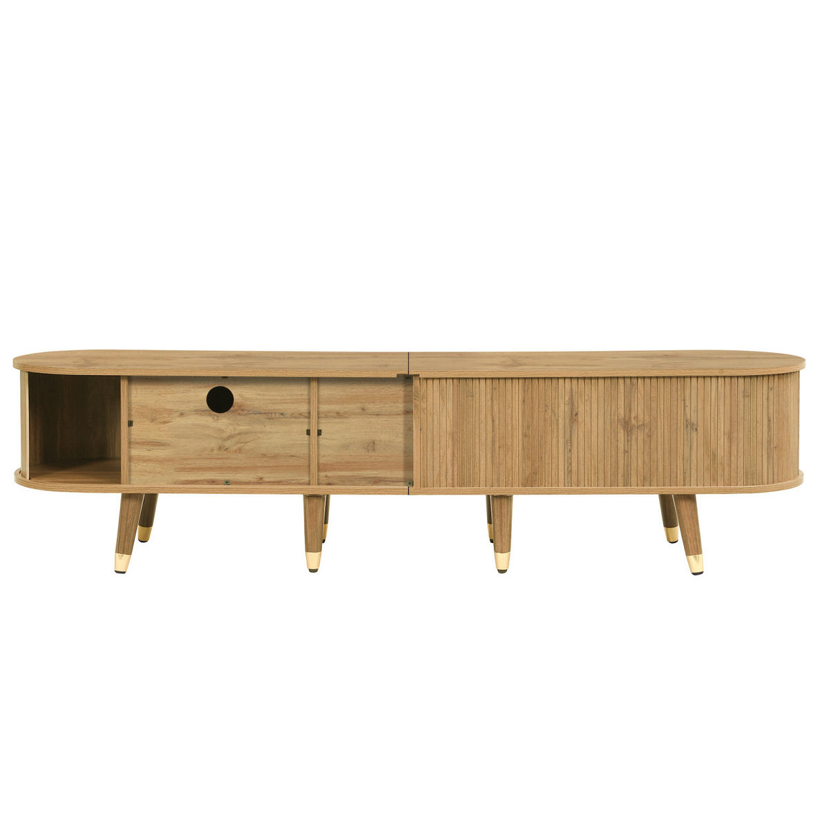 TV-LOWBOARD mit Schiebetüren und Schubladen, moderner TV-Schrank Wohnzimmer - Schwarz, Holz (120/63/30cm) - PARAFTA HOME