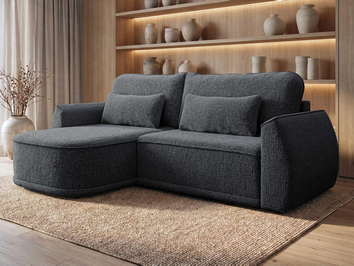 ECKSCHLAFSOFA Lorenzo - Schwarz/Graphitfarben, Holz/Kunststoff (260/165cm) - MIRJAN24