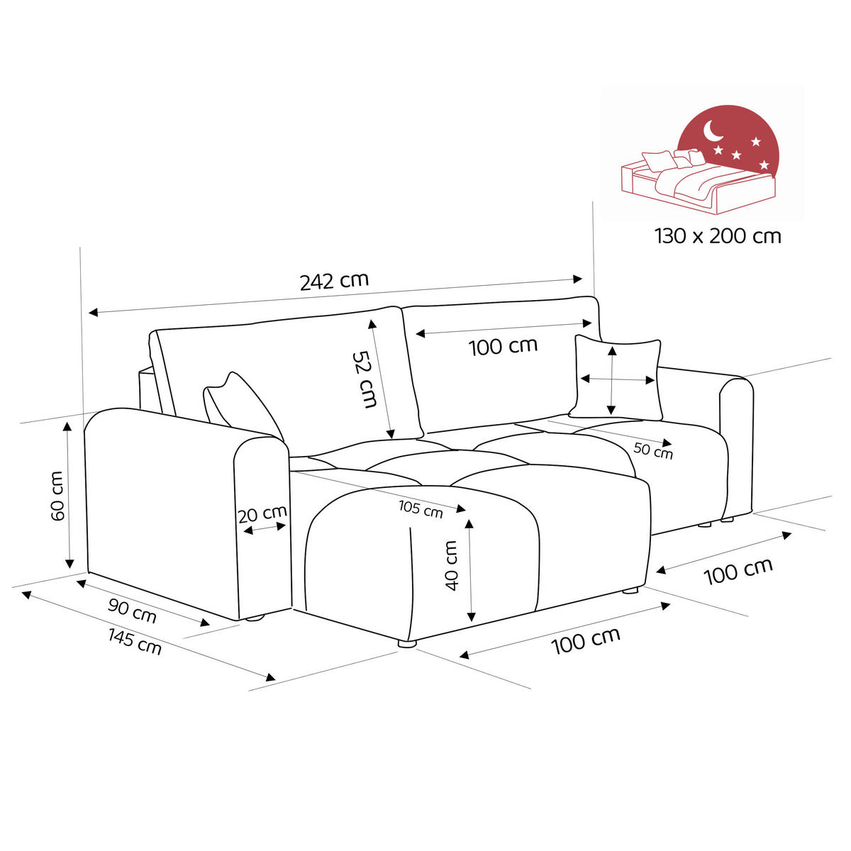 ECKSOFA BALOO mit Schlaffunktion und Bettkasten Orange - Orange, Holzwerkstoff/Kunststoff (250/90/160cm) - Idohome