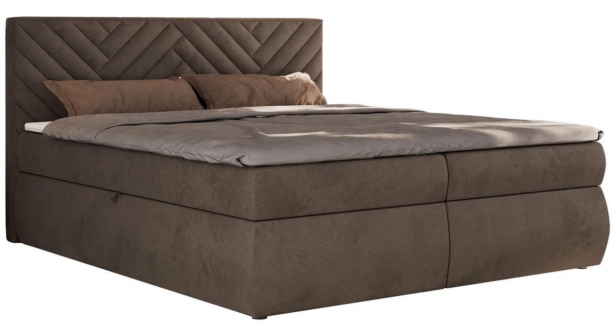 BOXBETT AVERTA 160/200 - Braun Velvet - H4 - Braun, Textil (160/200cm) - MKS