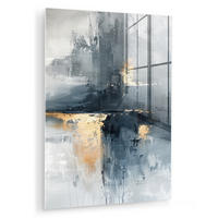 OBRAZ NA AKRYLOVOM SKLE Umenie - sivé - zlaté - abstraktné 60x80 cm - tmavosivá, sklo (60/80cm) - MuchoWow