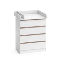 WICKELKOMMODE Emma Weiß/Sonoma 80 x 110.2 cm mit 5 Schubladen - Weiß, Holzwerkstoff (80/110.2/76cm) - Vicco