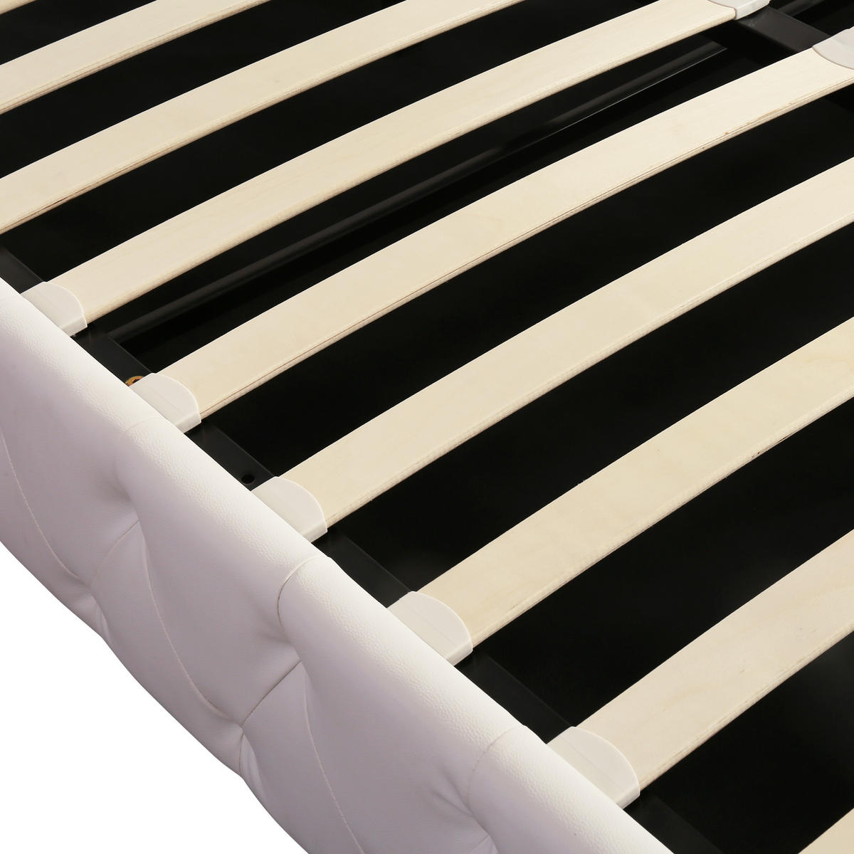 POLSTERBETT aus Kunstleder 140x200 cm in Weiß mit hydraulischem Bettkasten - Weiß, Leder (140/200cm) - Modfu