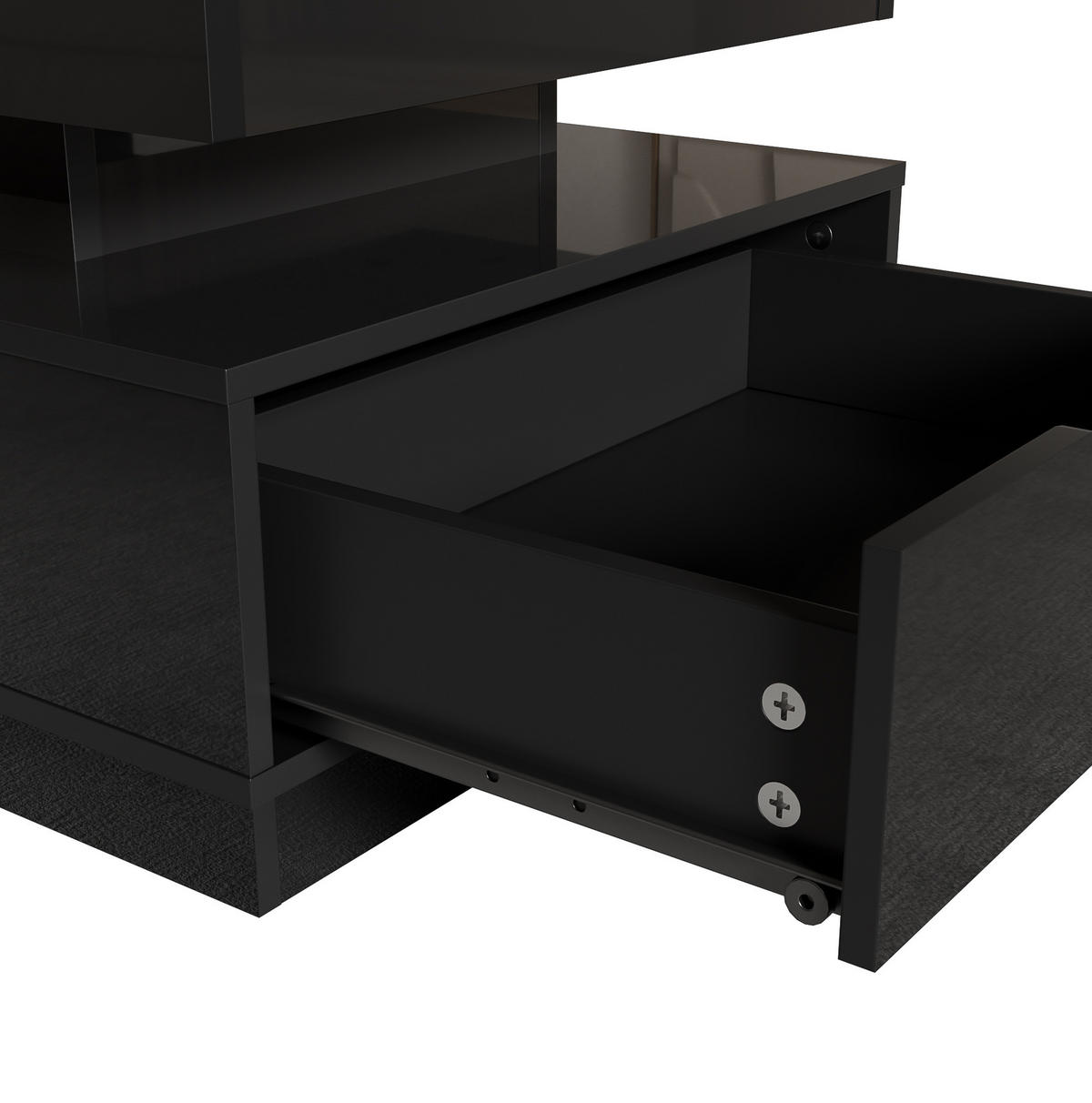 COUCHTISCH 90/48/42,5 cm schwarz aus MDF mit Höhenverstellung, LED und Steckdose - Schwarz, Holzwerkstoff (48/90/42.5cm) - OKWISH