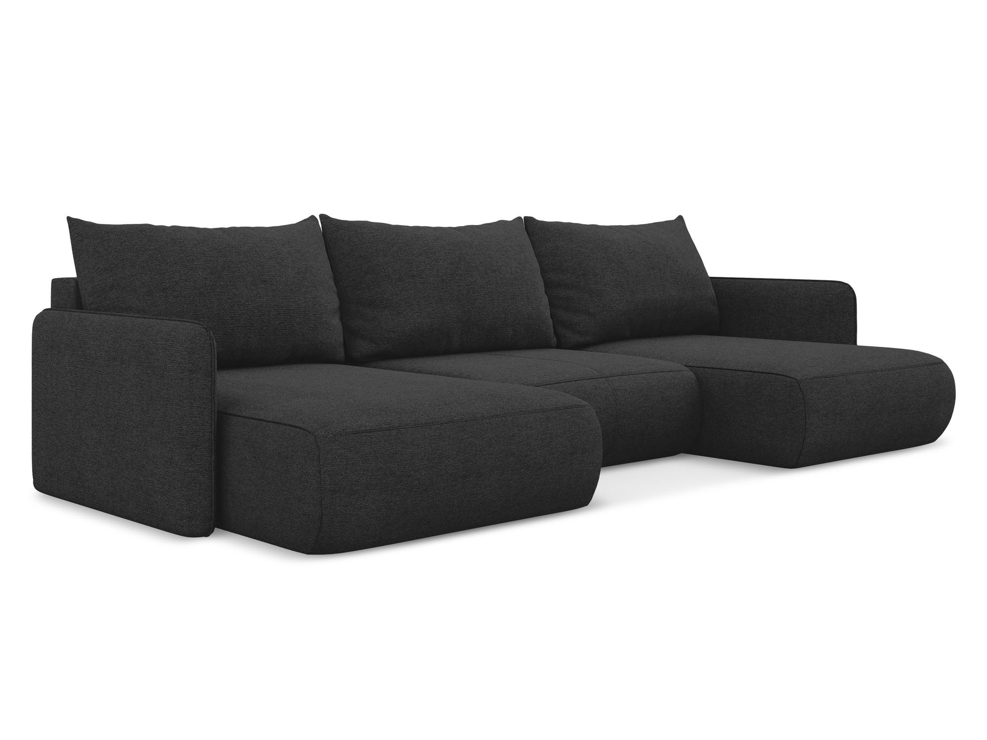 WOHNLANDSCHAFT Chenille Stoff Schwarz - Anthrazit/Schwarz, Kunststoff/Textil (290/86/148cm) - Makamii