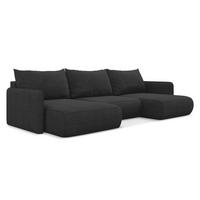 WOHNLANDSCHAFT Chenille Stoff Schwarz - Anthrazit/Schwarz, Kunststoff/Textil (290/86/148cm) - Makamii
