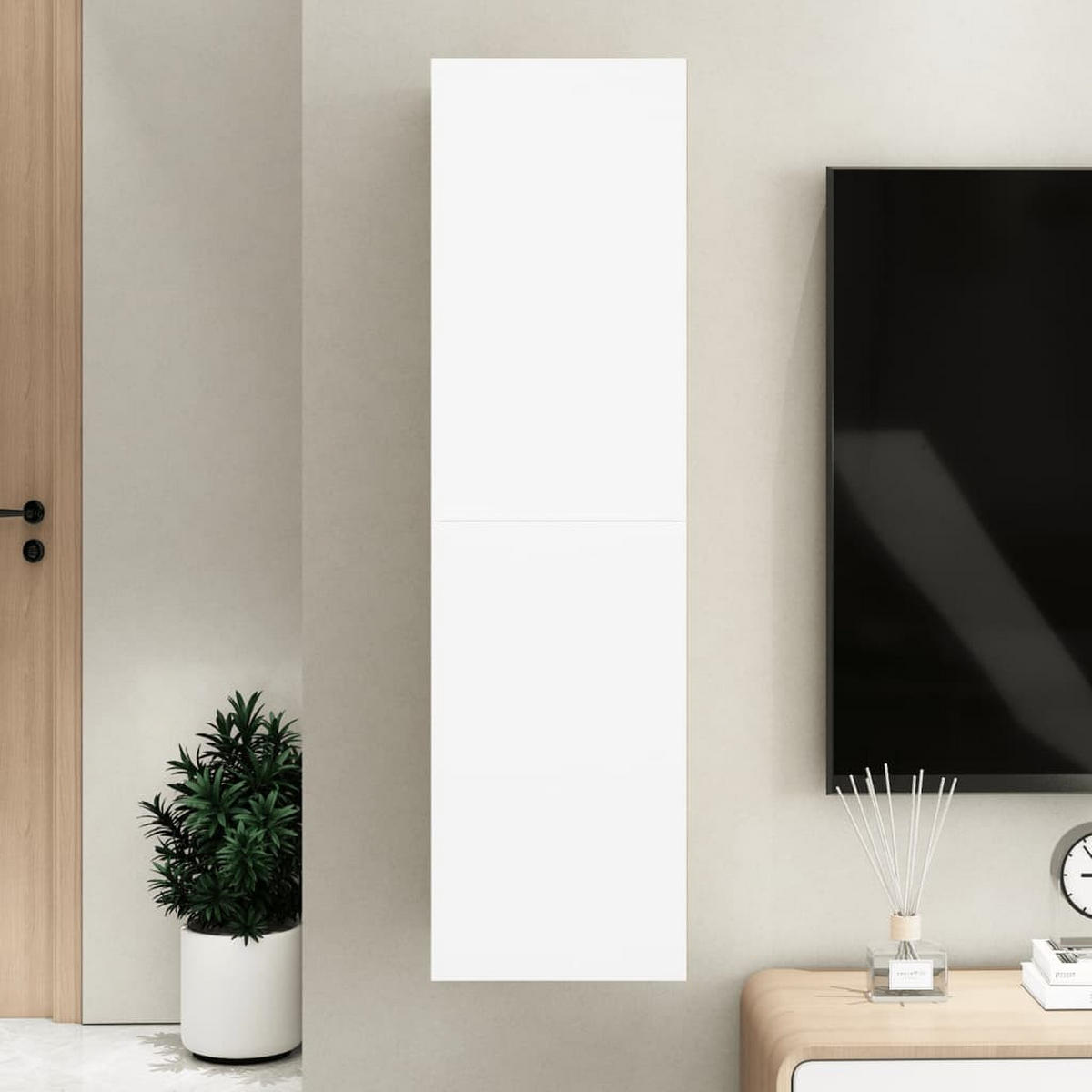 TV-SCHRANK Weiß 30,5x30x110 cm Holzwerkstoff - Weiß, Holzwerkstoff (30.5/110/30cm)