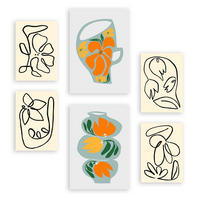 POSTER Set Mit 6 Demodierte Vase In Blume Zusammenfassung Ästhetische Dekorative Gemälde Für Ihr Wohnzimmer, Schlafzimmer, Zuhause A3 & A4 Rahmenlos - Klar, Papier (29/3cm) - Nacnic