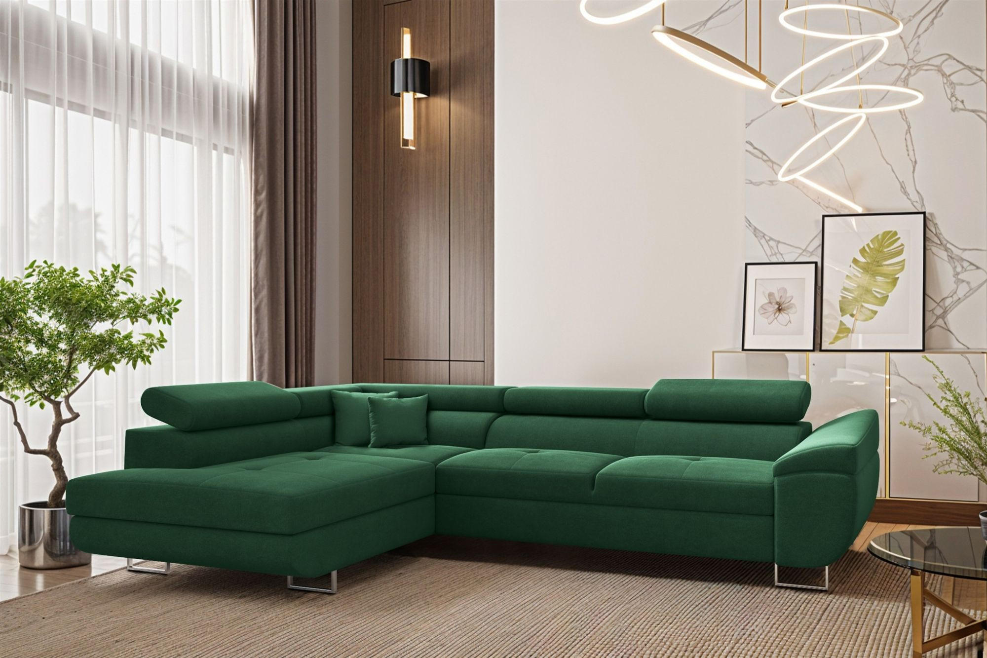 ECKSOFA Carmelo In Nova - Grün, Holzwerkstoff/Textil (275/202cm) - Fun Möbel