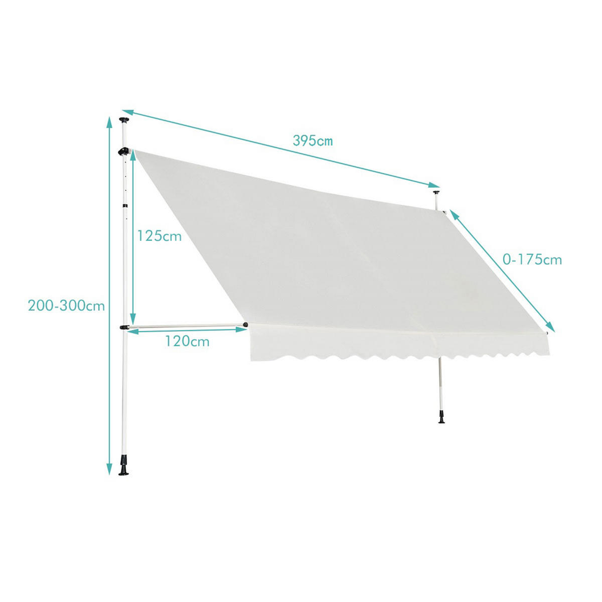KLEMMMARKISE 400cm Beige - Beige, Metall (395/300/125cm) - COSTWAY