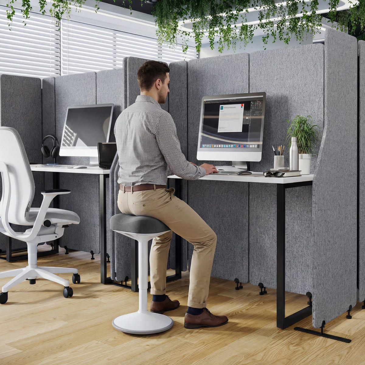 BALANCEHOCKER - Weiß/Grau, Metall (36/58/36cm)