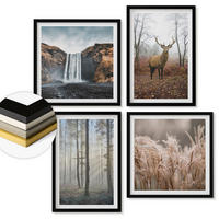 WANDBILDER 4er-Set - 50x50 cm & 40x60 cm Schwarzer Rahmen - Waldlandschaften der Wildnis - Schwarz, Kunststoff (50/50cm) - ArtPrintCave