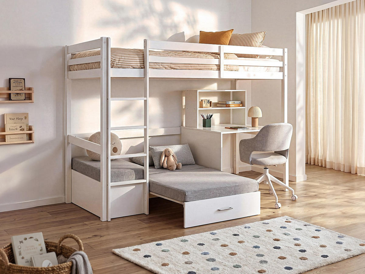 HOCHBETT - 1 Person - Holz, Platte, Holz, Platte - Weiß - - Weiß, Holz (90/200cm) - Vente-Unique
