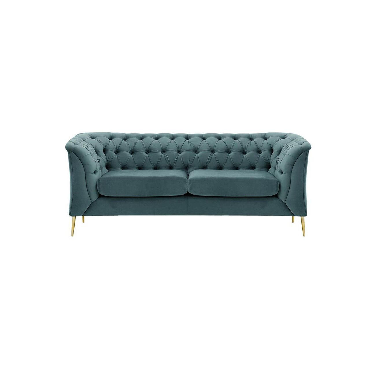 ZWEISITZER-SOFA Chesterfield Modern-Velluto 12 - Blau, Holz/Textil (183/74/80cm)