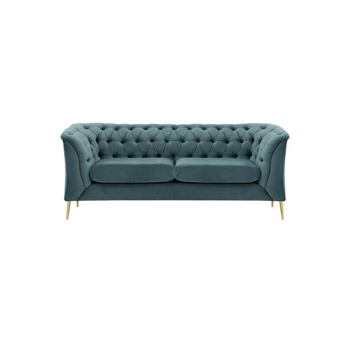 ZWEISITZER-SOFA Chesterfield Modern-Velluto 12 - Blau, Holz/Textil (183/74/80cm)