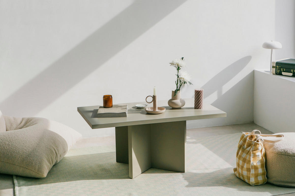 COUCHTISCH mit laminiertem-Platte 3cm stark Taupe 100/60 cm - Beige, Holzwerkstoff (60/100/42cm) - RNT By Really Nice Things