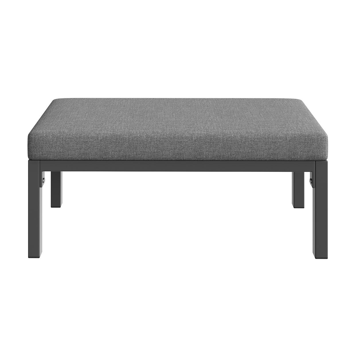 GARTENSETS aus Stahl 118x61x80cm Grau mit Glastisch & 8 cm Polstern - Grau, Metall - Modfu