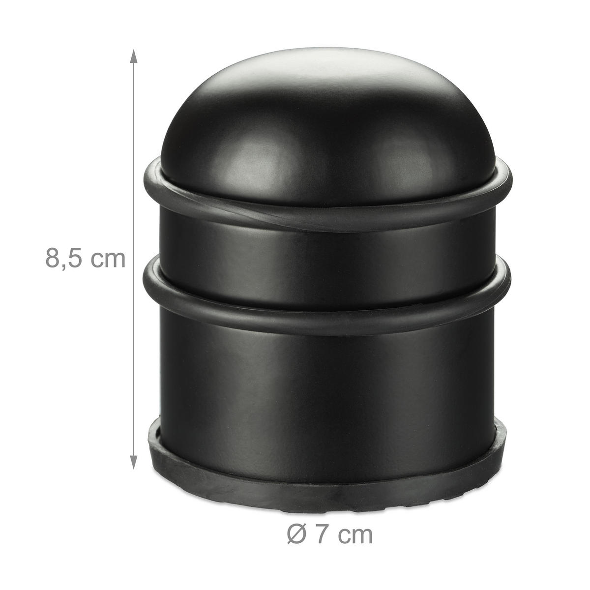 DÖRRSTOPP Svart rostfritt stål rund - Svart, Metall/Plast (7/7cm) - Relaxdays