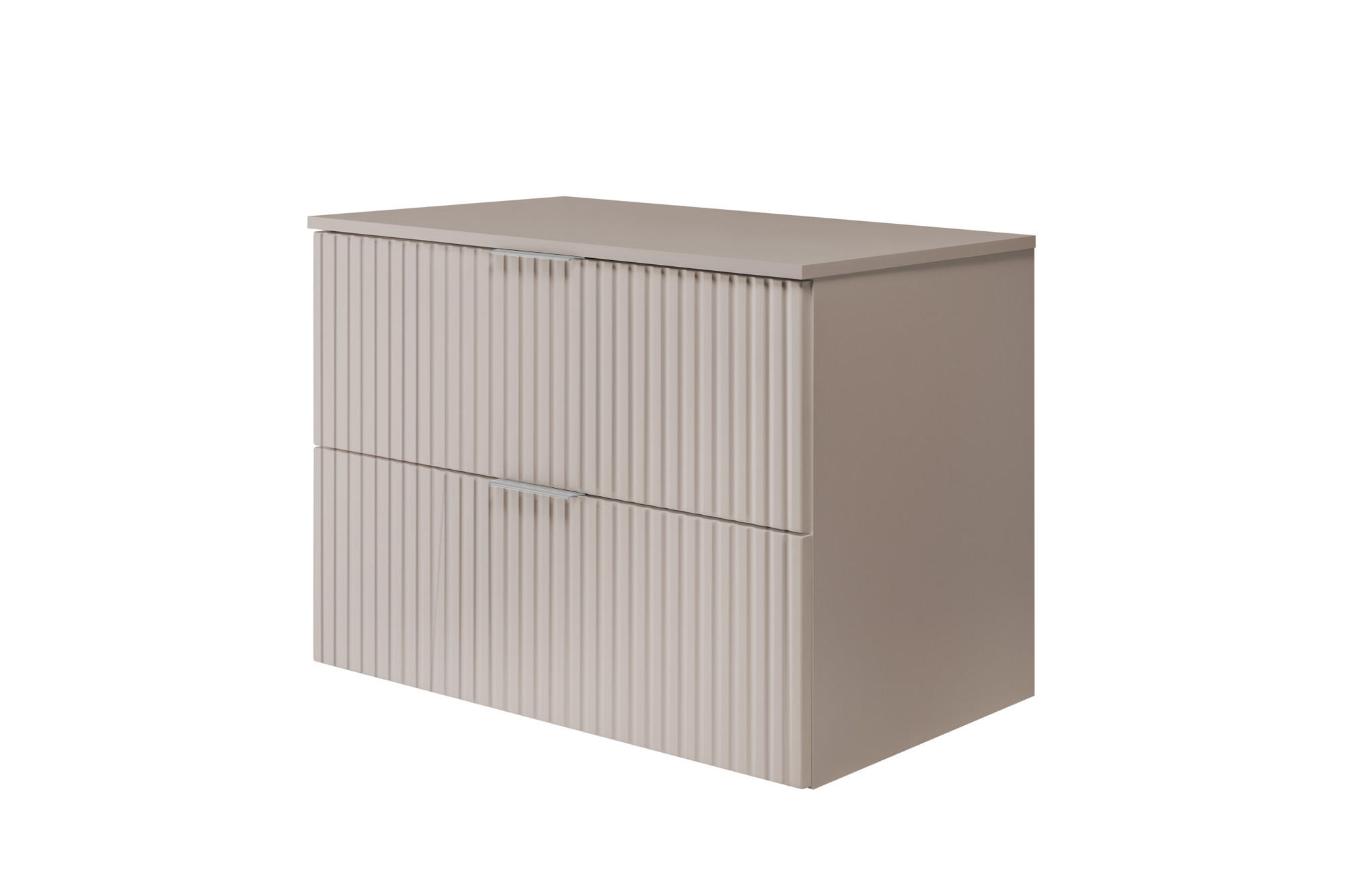 WASCHBECKUNTERSCHRANK, Kaschmir, 80 x 57 x 46 cm, silberner Griff + Arbeitsplatte - Beige/Silberfarben, Holzwerkstoff (80/57/46cm) - 3XE LIVING
