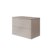WASCHBECKUNTERSCHRANK, Kaschmir, 80 x 57 x 46 cm, silberner Griff + Arbeitsplatte - Beige/Silberfarben, Holzwerkstoff (80/57/46cm) - 3XE LIVING