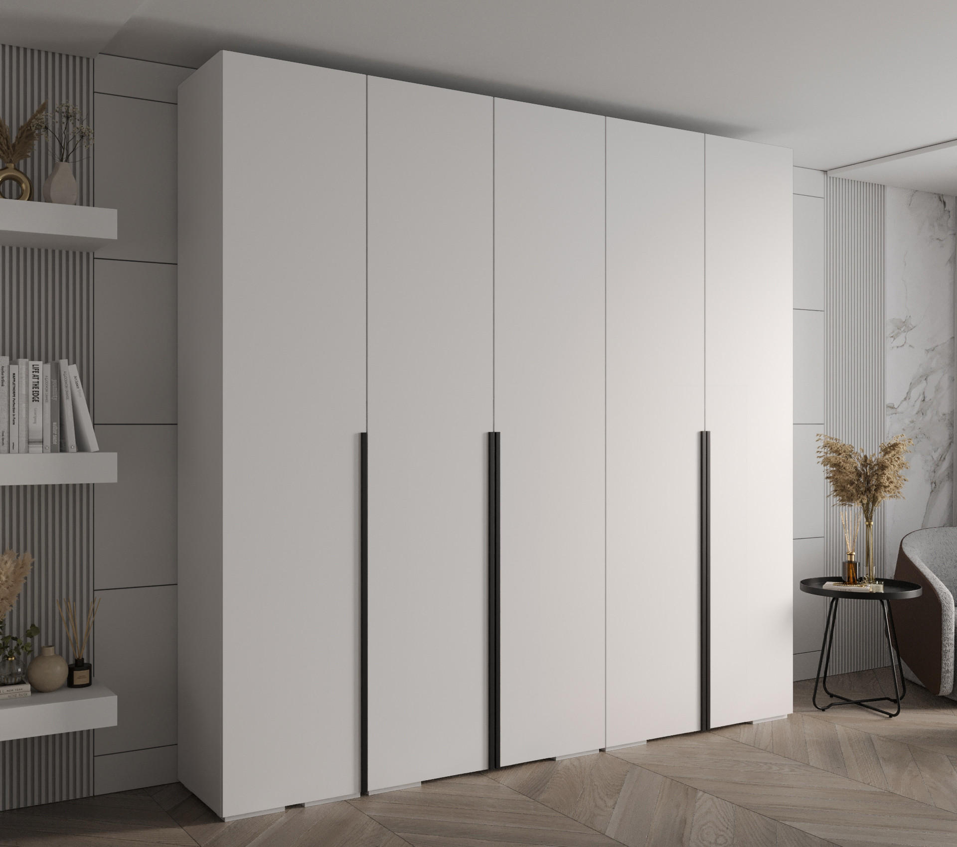 DREHTÜRENSCHRANK 236.7/250/47 5-türig - Schwarz/Weiß, Holz/Metall (250/236.7/47cm) - MÖBEL KRYSPOL