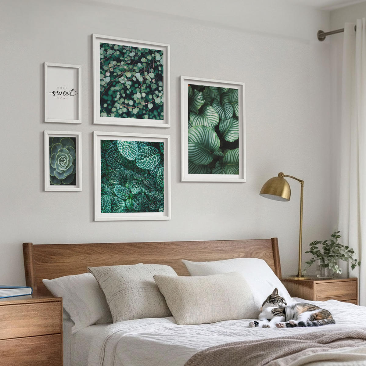BILDER SET 5er Set - 50x50 cm & 20x30 cm & 40x60 cm Weißer Rahmen - Wellen, Sand, Wasser, Steine, Strand - Weiß, Kunststoff (40/60cm) - TULUP