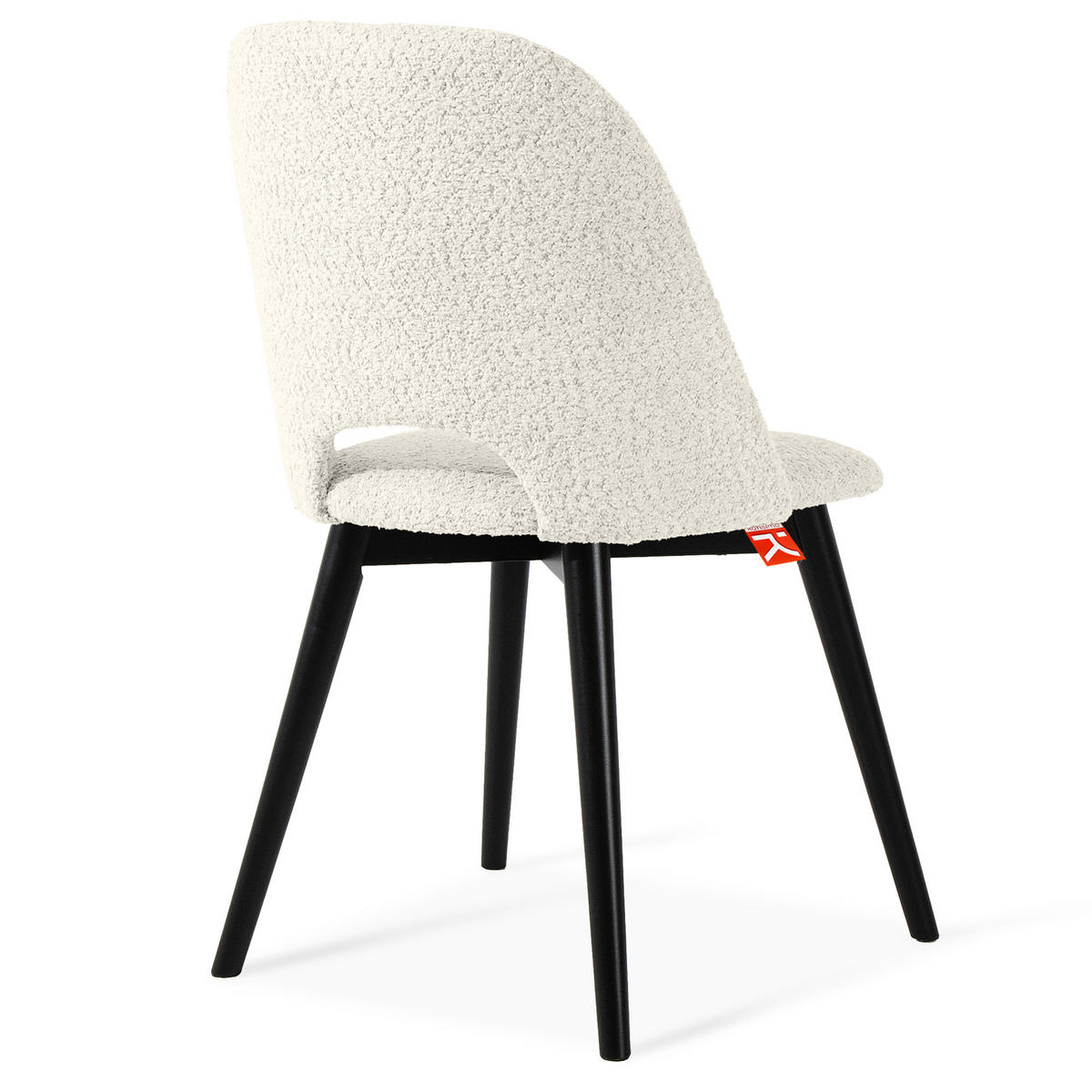 POLSTERSTUHL TINO Wohnzimmerstühl, 2-er Set, Bouclé - Schwarz/Weiß, Holz/Textil (48/86/44cm) - KONSIMO®