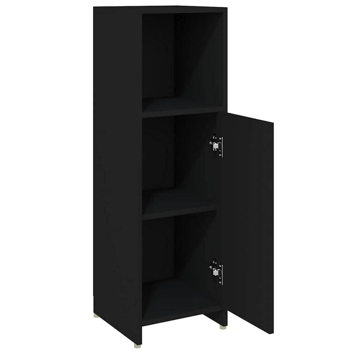 BADEZIMMERSCHRANK Schwarz 30/30/95 Cm Holzwerkstoff - Schwarz, Holzwerkstoff (30/95/30cm) - vidaXL