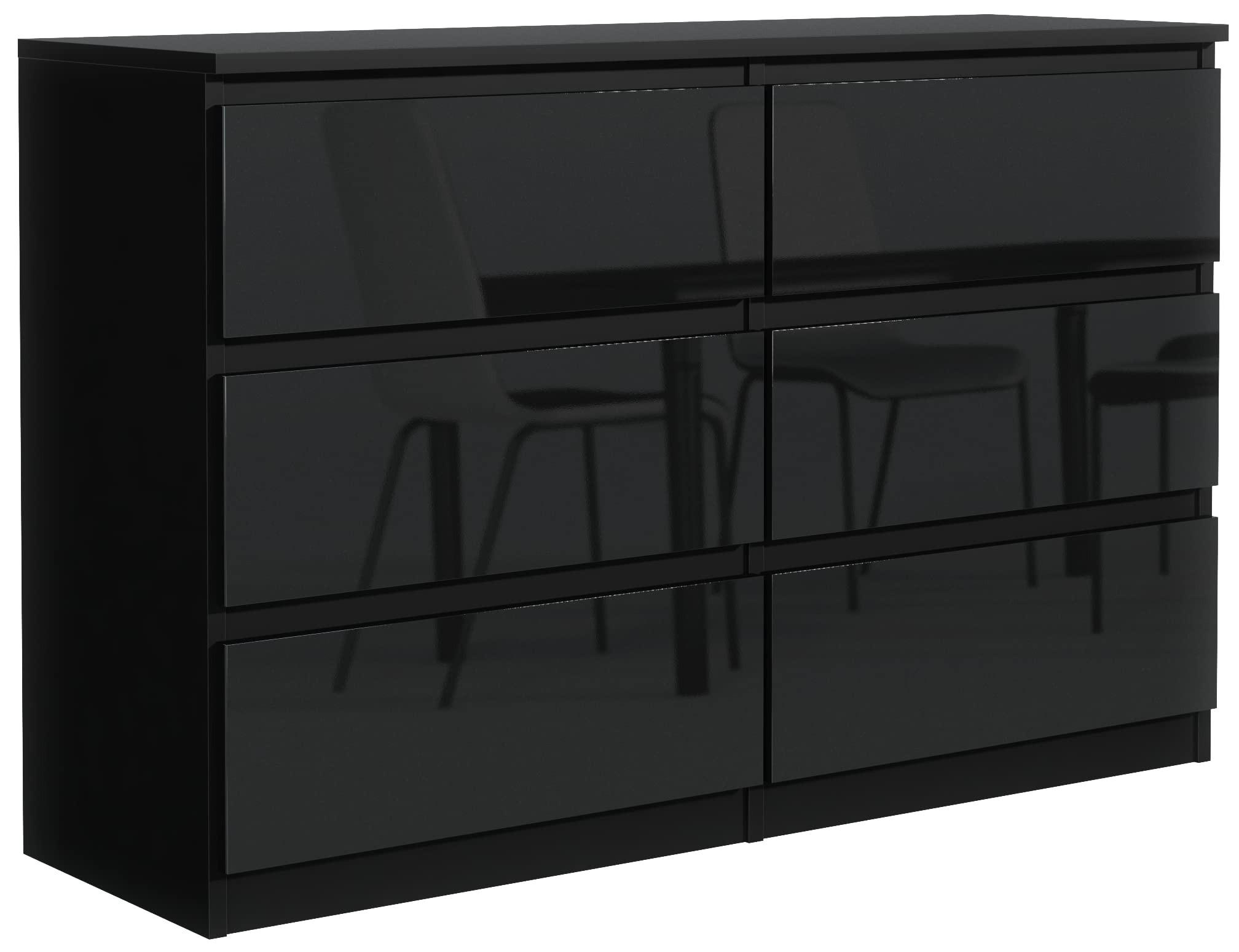 Mobelsta Kommode Schwarz Hochglanz 138.5x78.5x39 cm