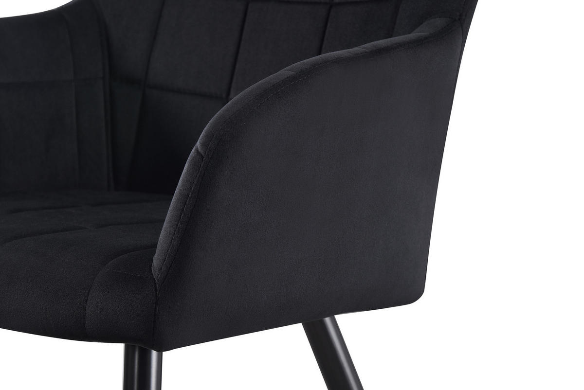 ESSZIMMERSTUHL Samt 4-teilig Schwarz - Schwarz, Metall (55/82/59cm) - Life Interiors