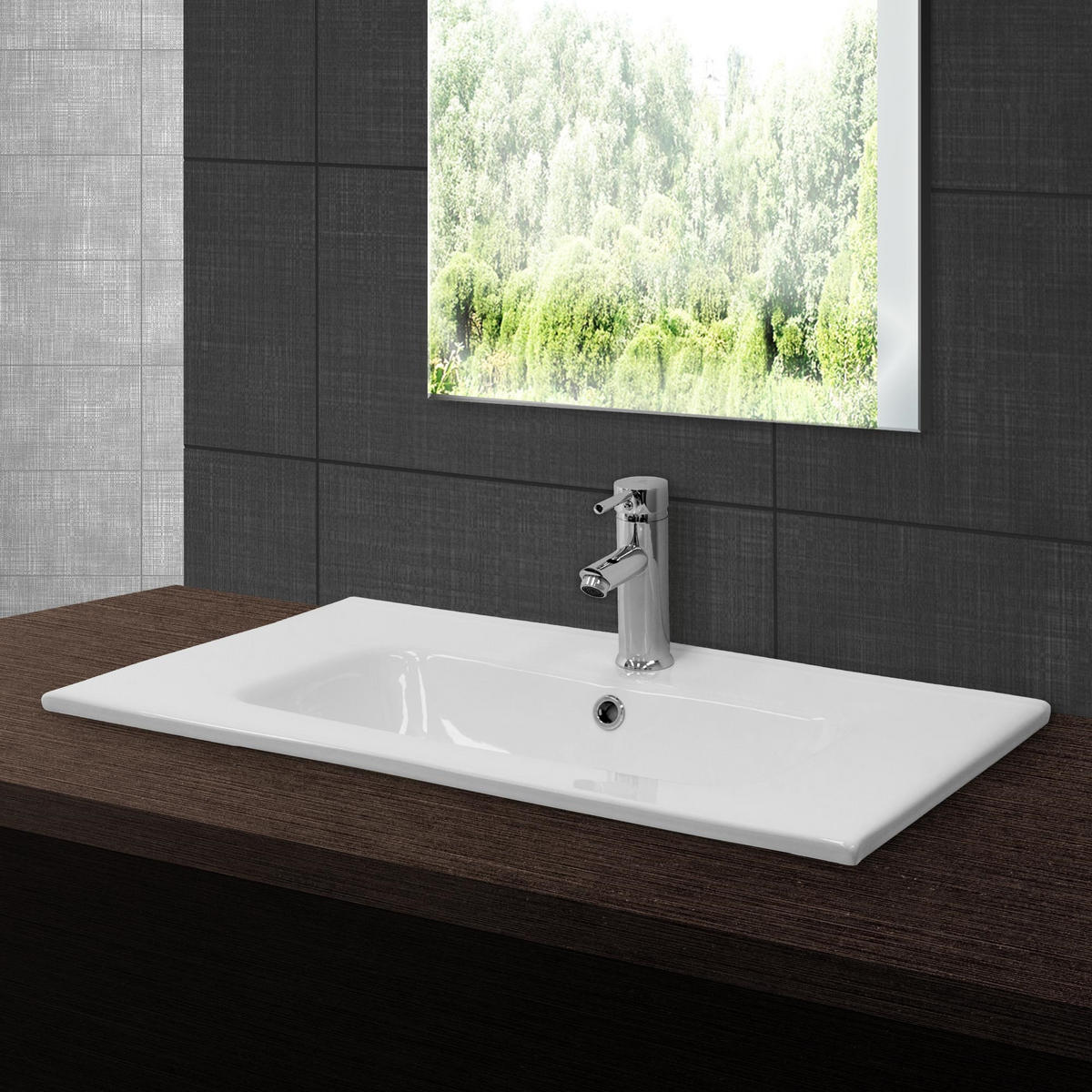 WASCHBECKEN - Weiß, Keramik (46/16.5/71cm) - ML-DESIGN