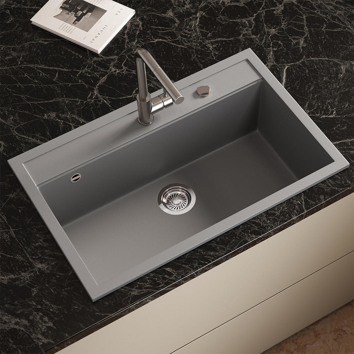 UMYVADLO Sydney Šedá - šedá, keramika (80/20/51cm) - Bergstroem