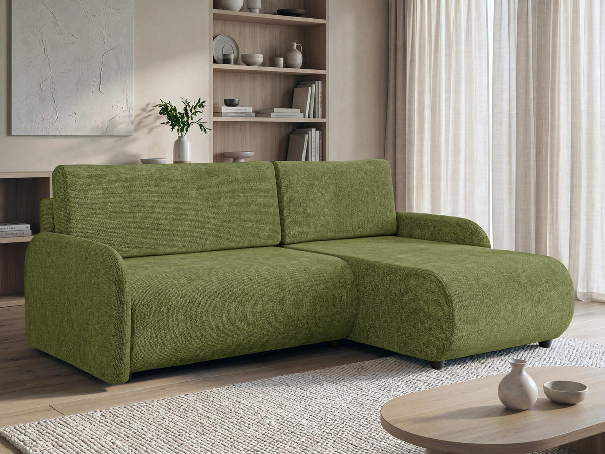 ECKSCHLAFSOFA Nest - Schwarz/Grün, Holz/Kunststoff (233/160cm) - MIRJAN24