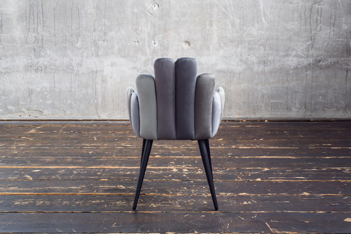 ESSZIMMERSTUHL FREJA Grau Velvet - Schwarz/Grau, Kunststoff/Textil (58/85/56cm) - KAWOLA