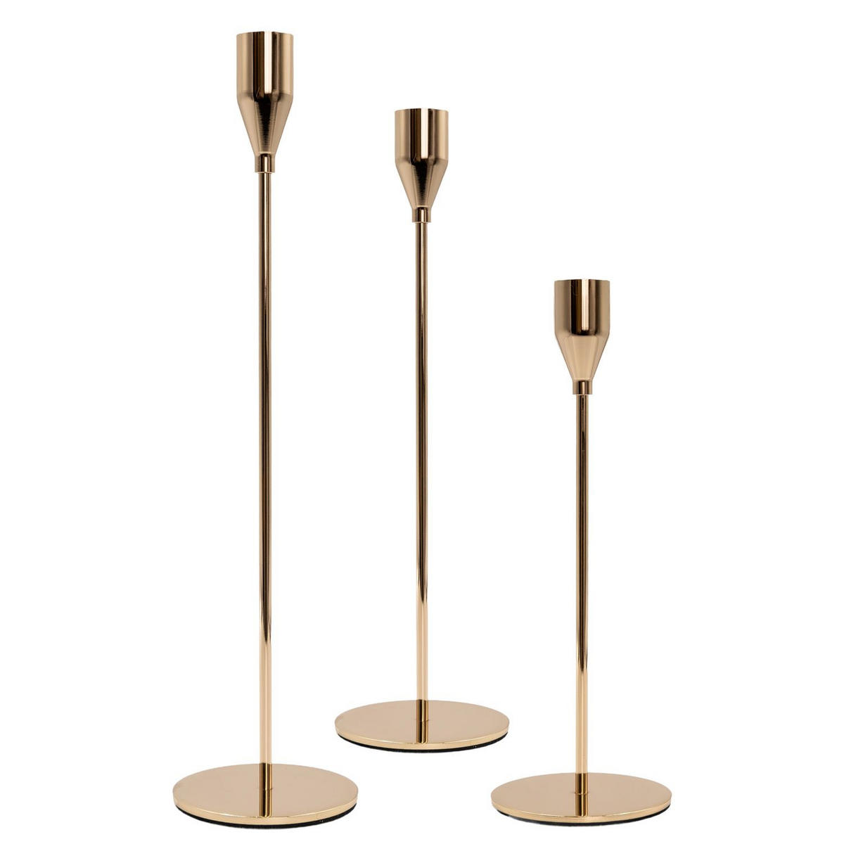KERZENSTÄNDER 33/28/23 cm (3er-Set) - Roségold, Metall (8/33/8cm) - Intirilife
