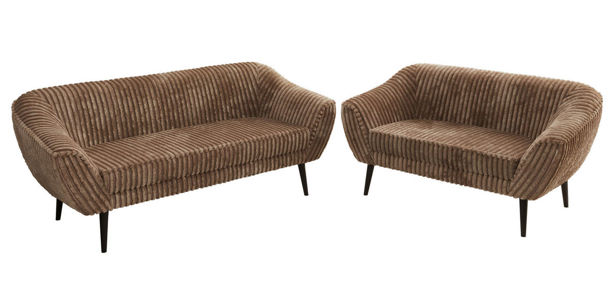SEDACÍ SOUPRAVA 3+2 PIRS - Hnědá Manšestr - Černé nohy - černá/hnědá, kompozitní dřevo/textil (180/75/74cm) - MKS