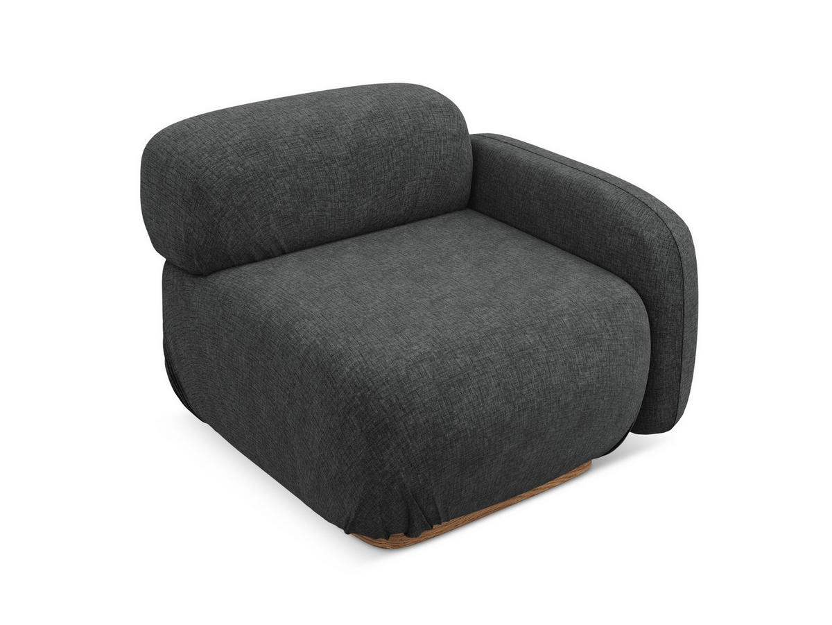 SOFAELEMENT Rechts Chenille Stoff Grau - Dunkelgrau/Braun, Holz/Textil (95/73/95cm) - Makamii