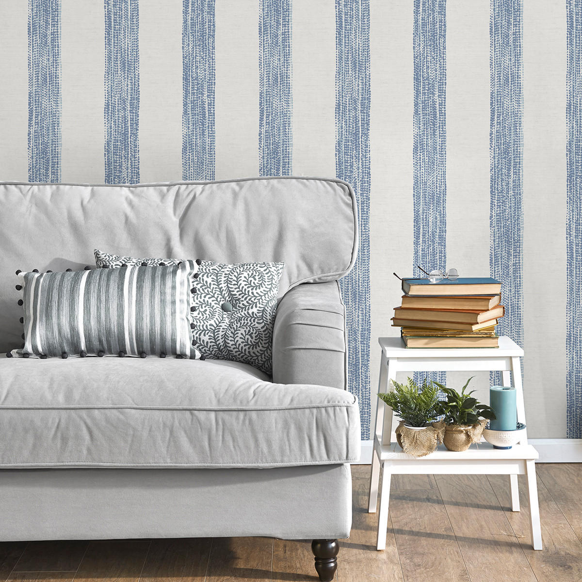 TAPETE gemalte Streifen 53 cm x 10,05 m - Blau, Papier (53/1000cm) - Sanders & Sanders