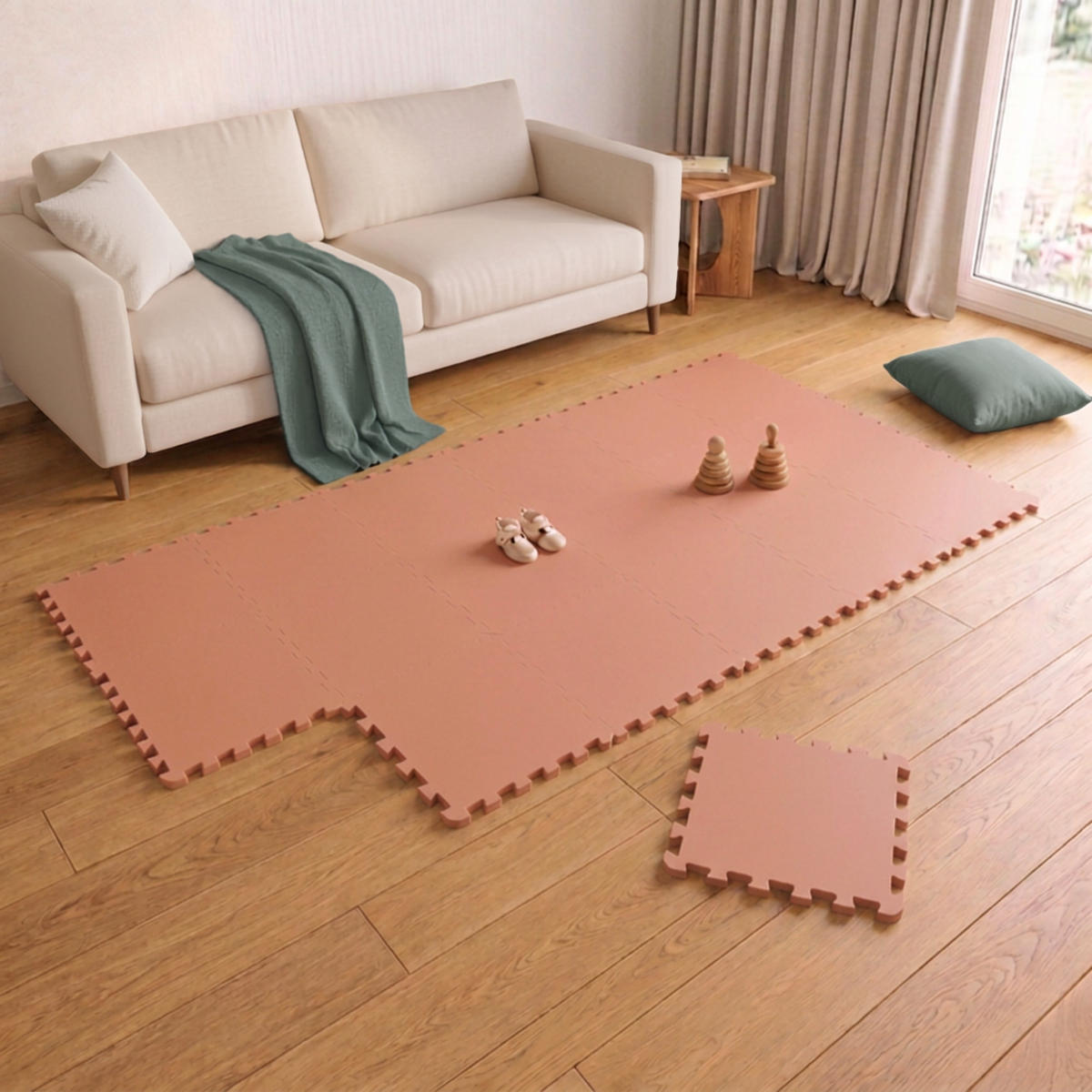 SPIELMATTE ab Null - 180/90/1 cm Puzzlematte Terrakotta - Rosa, Kunststoff (30/30cm) - Littletom