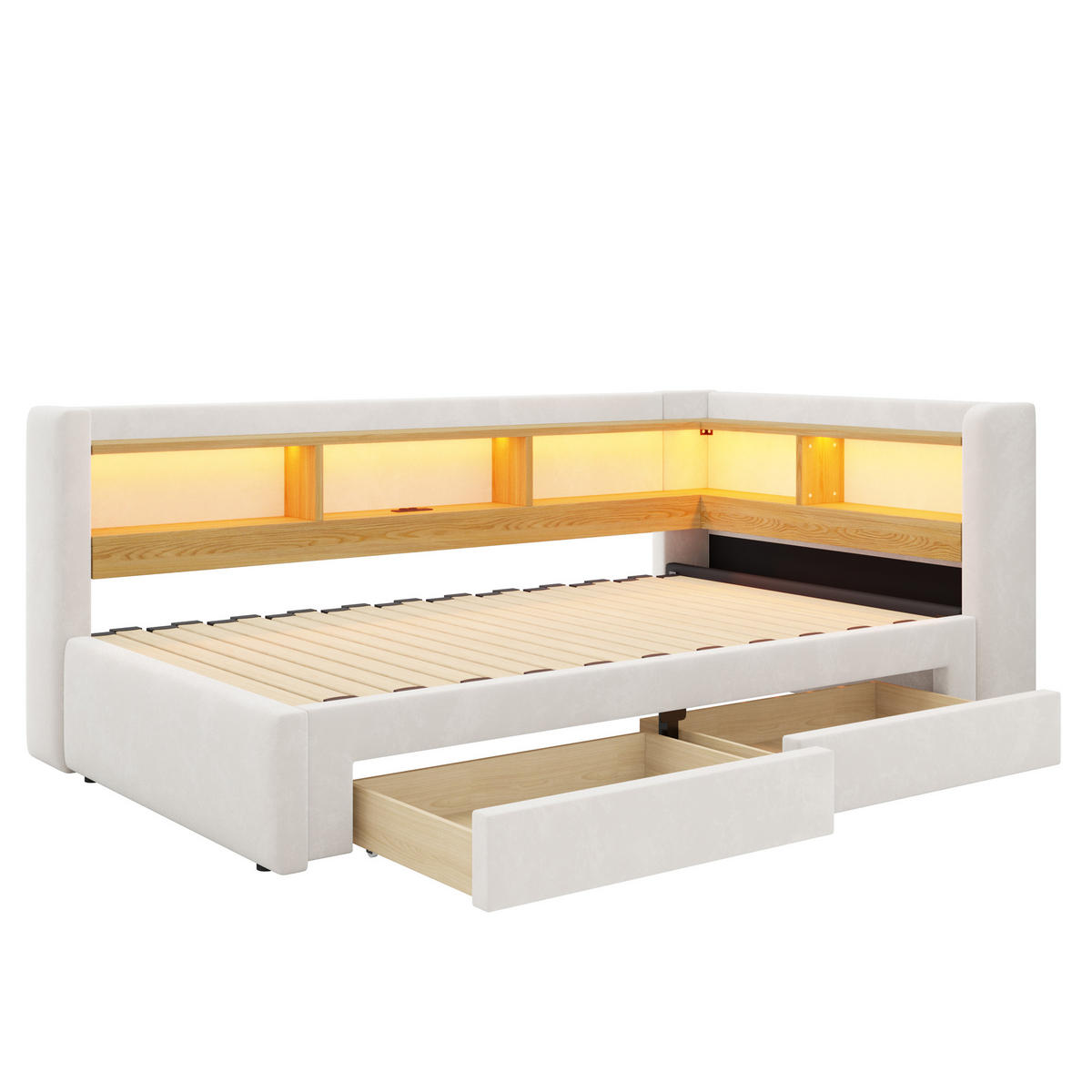 AUSZIEHBETT 90/180/200 cm, DE-41720, in Beige - Beige, Metall (90/200cm) - ComfortXL