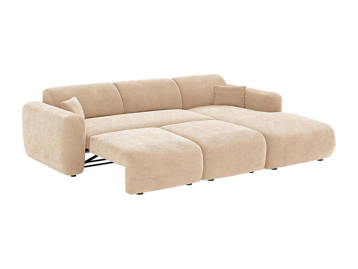 SCHLAFSOFA - 5 Personen - samt - beige Pogni - Beige, Kunststoff/Textil (283/77/180cm) - Vente-Unique