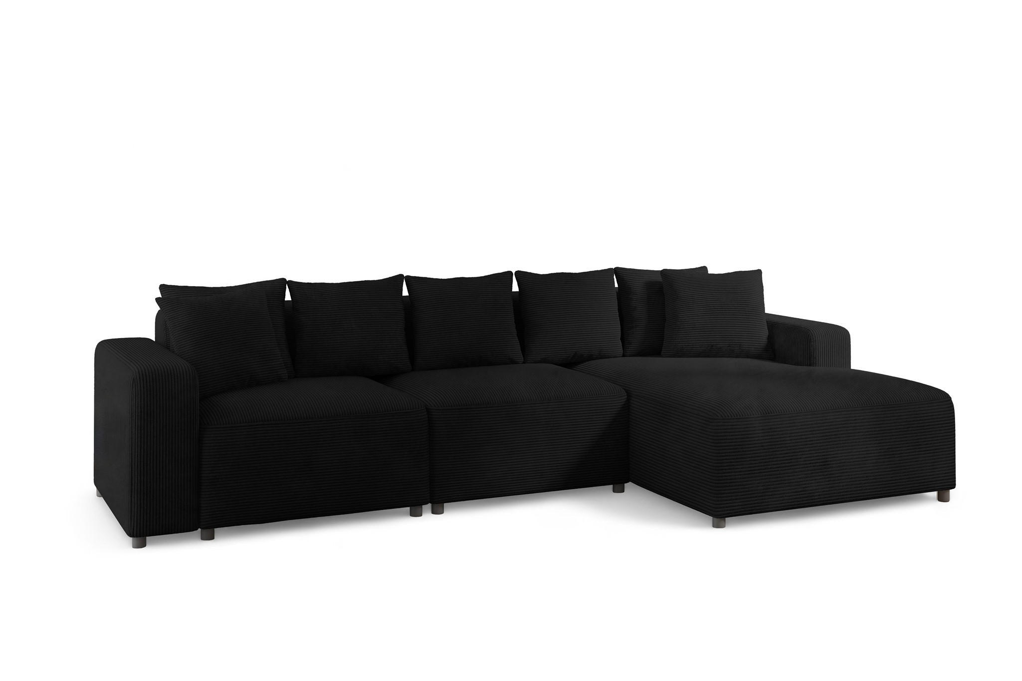 ECKSOFA Megan In Poso - Schwarz, Holzwerkstoff/Textil (331/165cm) - Fun Möbel