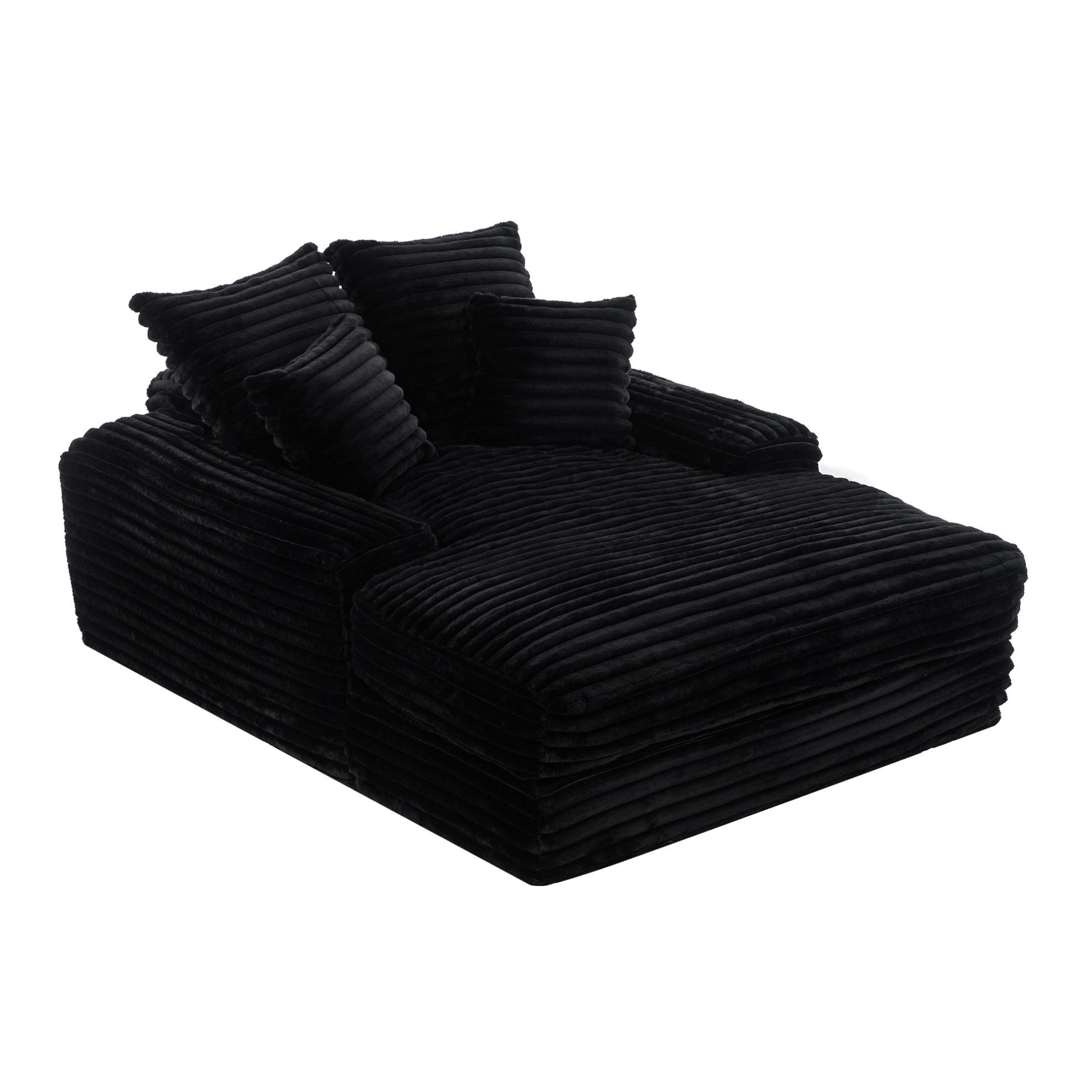 SCHLAFSOFA 137/175 cm in Schwarz – ausklappfrei mit Cordbezug und 4 Kissen - Schwarz, Textil (137/63/175cm) - BEAOK